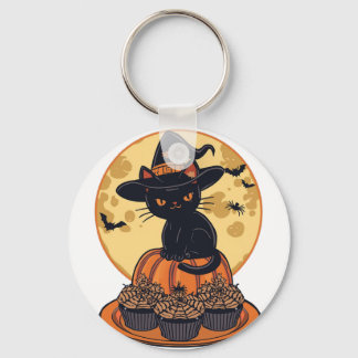 Spooky Black Cat Halloween Keychain – Cute & Creep キーホルダー