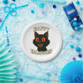 Spooky Black Cat Halloween Party ペーパープレート (パーティー)