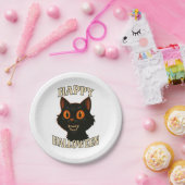 Spooky Black Cat Halloween Party ペーパープレート (パーティー)