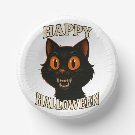 Spooky Black Cat Halloween Party ペーパーボウル (正面)