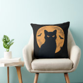Spooky Black Cat Silhouette Halloween Gothic Cat  クッション (椅子)
