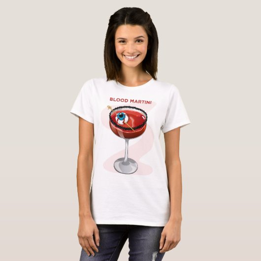 Spooky Blood Martini with Eyeball Cocktail Graphic Tシャツ (正面フル)