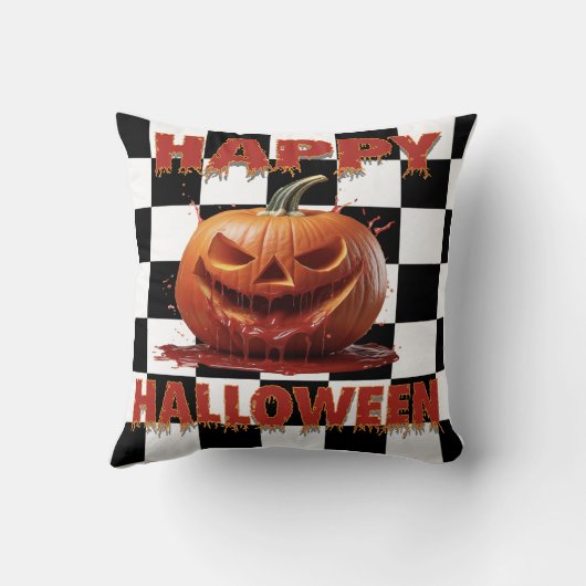 Spooky Bloody Pumpkin Halloween クッション (裏面)