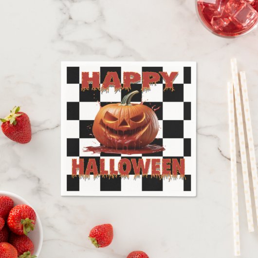 Spooky Bloody Pumpkin Halloween スタンダードカクテルナプキン (インサイチュ)