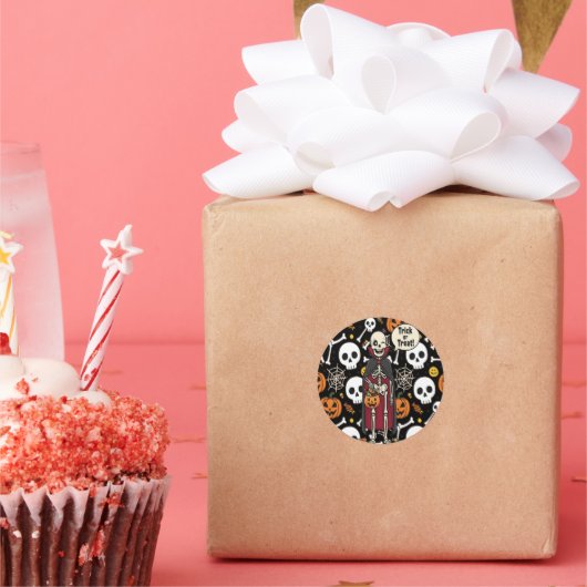 Spooky Bones And Skeletons For Halloween ラウンドシール (パーティー)