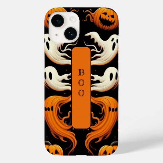 Spooky Boo Ghost Ghoul Jack Halloween Orange Funky Case-Mate iPhoneケース (裏面)