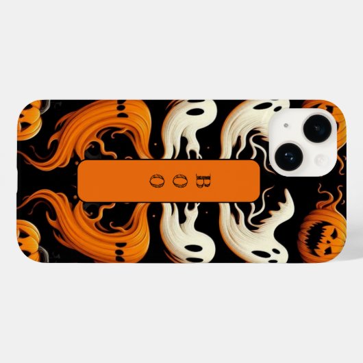 Spooky Boo Ghost Ghoul Jack Halloween Orange Funky Case-Mate iPhoneケース (裏面 (横))