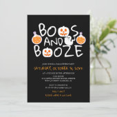 Spooky Boos and Booze Black Adult Halloween Party 招待状 (スタンド正面)