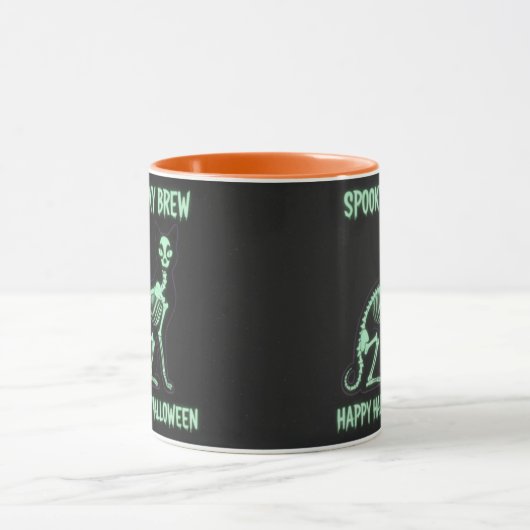 SPOOKY BREW Skeleton Cat Mug マグカップ (中央)