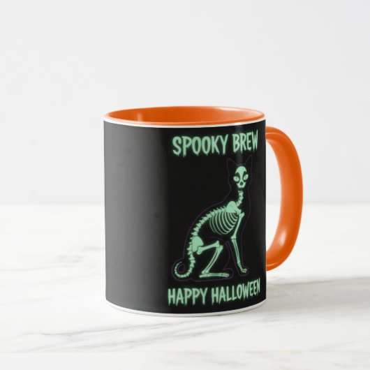 SPOOKY BREW Skeleton Cat Mug マグカップ (正面右)