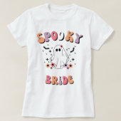 Spooky Bride, Halloween Wifey, Retro Floral Ghost. Tシャツ (デザイン正面)