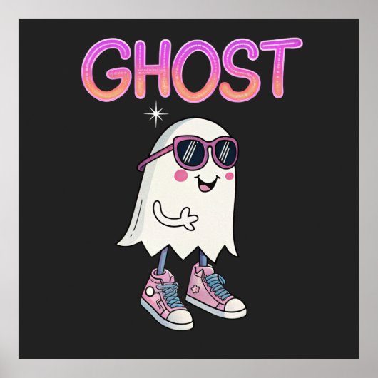 Spooky But Cool Ghost Poster – Fun Halloween  ポスター (正面)