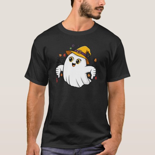 Spooky but Sassy Ghost – Halloween Thumbs Down Tシャツ (正面)