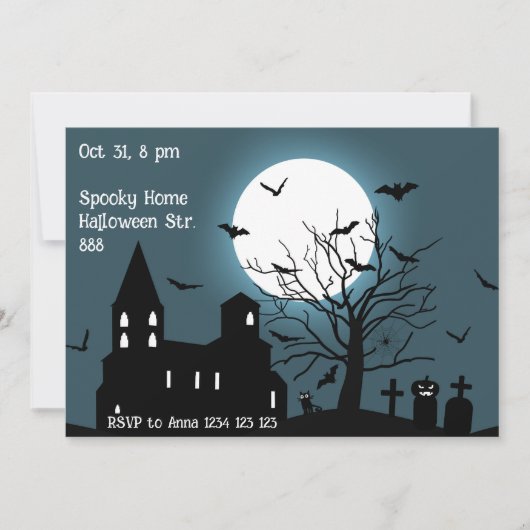 Spooky Castle Halloween Party Invitation Card シーズンカード (正面)