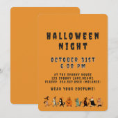 Spooky Cat and Costume Halloween Night 招待状 (正面/裏面)