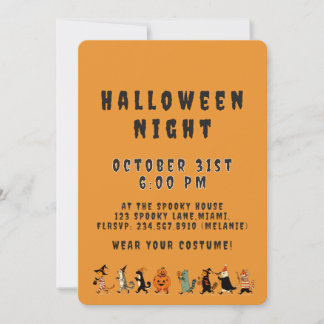Spooky Cat and Costume Halloween Night 招待状