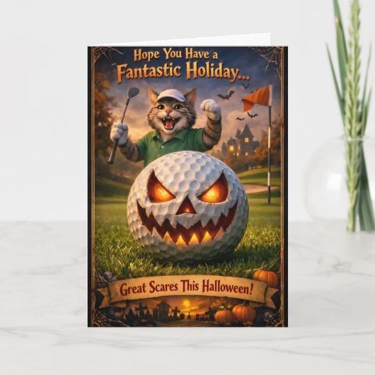 Spooky cat Halloween greeting gree カード (正面)