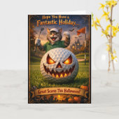 Spooky cat Halloween greeting gree カード (黄色い花)
