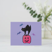 Spooky Cat Halloween Pumpkin Pop Art シーズンポストカード (スタンド正面)