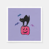 Spooky Cat Halloween Pumpkin Pop Art スタンダードカクテルナプキン (正面)