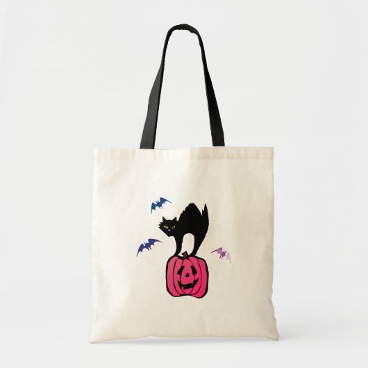 Spooky Cat Halloween Pumpkin Pop Art トートバッグ (正面)