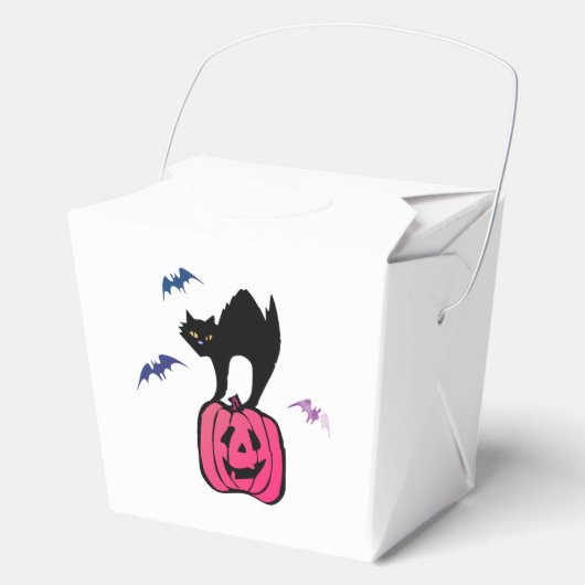Spooky Cat Halloween Pumpkin Pop Art フェイバーボックス (正面)
