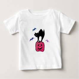 Spooky Cat Halloween Pumpkin Pop Art ベビーTシャツ