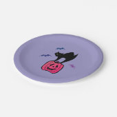 Spooky Cat Halloween Pumpkin Pop Art ペーパープレート (アングル)