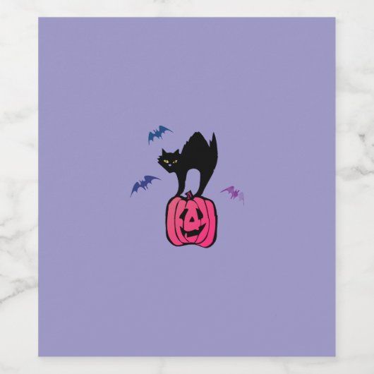 Spooky Cat Halloween Pumpkin Pop Art ワインラベル (シングルラベル)