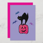 Spooky Cat Halloween Pumpkin Pop Art 招待状 (正面/裏面)