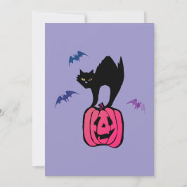 Spooky Cat Halloween Pumpkin Pop Art 招待状