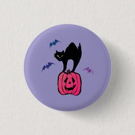 Spooky Cat Halloween Pumpkin Pop Art 缶バッジ