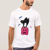 Spooky Cat Halloween Pumpkin Pop Art Tシャツ (正面)