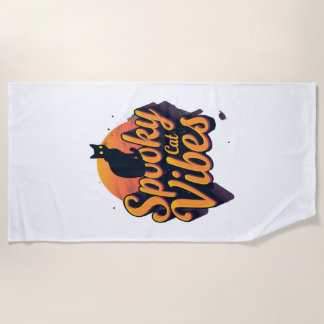 Spooky Cat Vibes 2 ビーチタオル