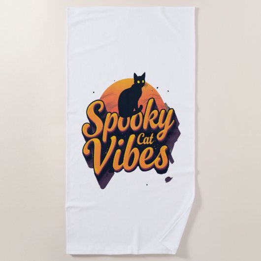 Spooky Cat Vibes 2 ビーチタオル (正面)