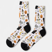Spooky Cats Halloween Pattern ソックス (左)