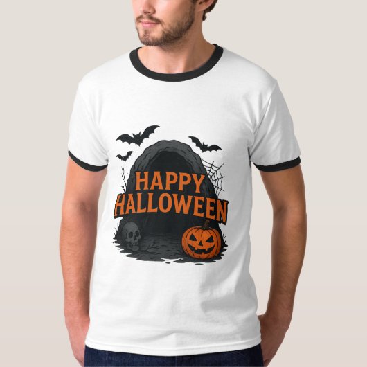 Spooky Cave Halloween Greeting T-Shirt Tシャツ (正面)