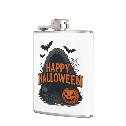 Spooky Cave Halloween GreetingVinyl Wrapped Flask フラスク (左)