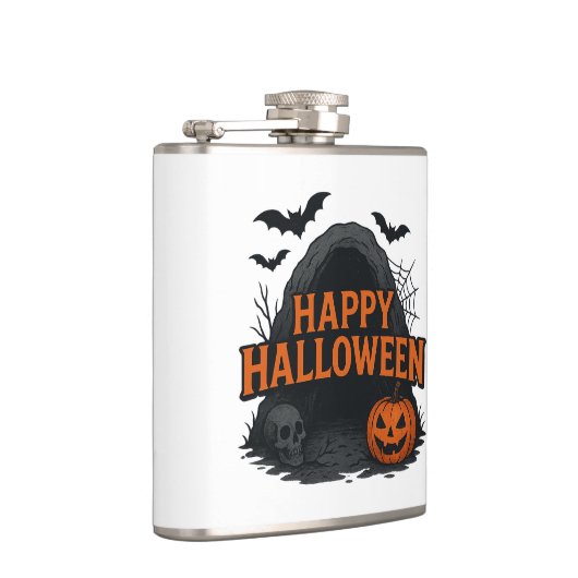 Spooky Cave Halloween GreetingVinyl Wrapped Flask フラスク (右)