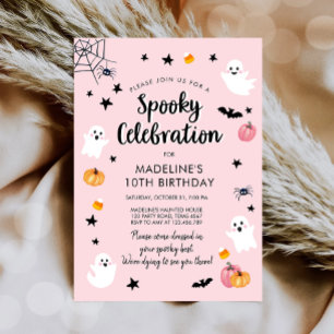 Spooky Celebration Ghost Halloween Birthday Party 招待状