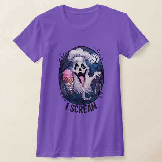 Spooky Chef Ghost Ice Cream Halloween Funny women Tシャツ (レイダウン)