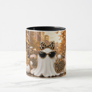 Spooky Chic Ghost Mug, Leopard Print Halloween マグカップ