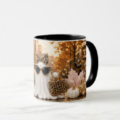 Spooky Chic Ghost Mug, Leopard Print Halloween マグカップ (正面右)