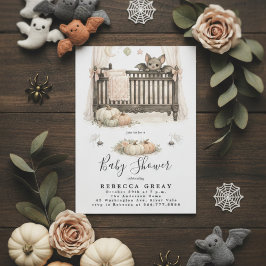 Spooky Chic Gothic Bat & Pumpkins Baby Shower 招待状