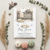 Spooky Chic Gothic Bat & Pumpkins Baby Shower 招待状
