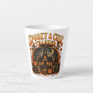 Spooky Chic Teacher Fall Schoolhouse Latte Mug カフェラテマグ
