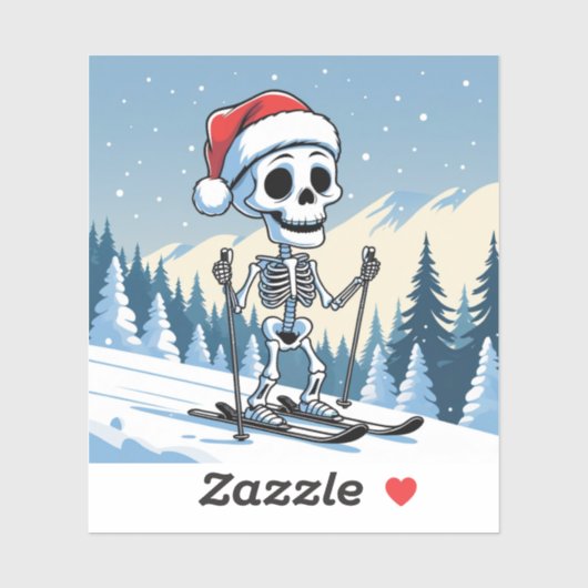 Spooky Christmas Skeleton on Skis シール (シート)