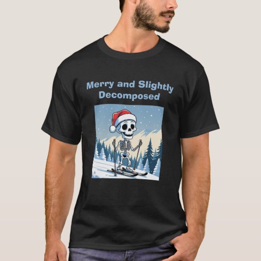 Spooky Christmas Skeleton on Skis Tシャツ (正面)