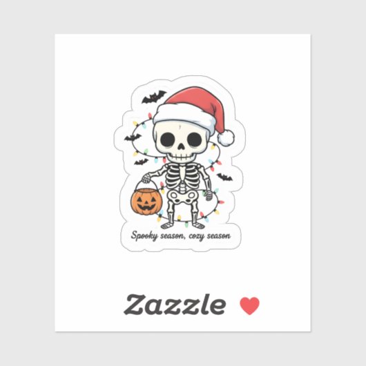 Spooky Christmas Skeleton Sticker – Funny Holiday  シール (シート)