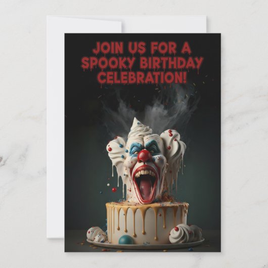 Spooky Clown Birthday Invitation Card 招待状 (正面)